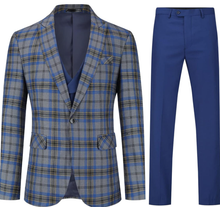 Load image into Gallery viewer, Noble Mens 3-Piece Plaid Suit Set