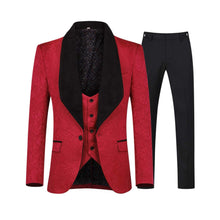 Load image into Gallery viewer, Men's Slim Fit 3 Piece One Button Shawl Collar Tuxedo
