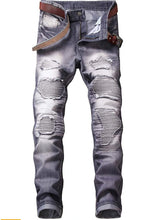 Load image into Gallery viewer, Men Biker Ripped Denim Slim Fit Jeans