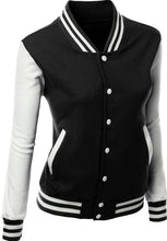 Load image into Gallery viewer, Women's Stylish Color Contrast Long Sleeves Varsity Jacket