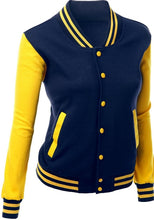 Load image into Gallery viewer, Women's Stylish Color Contrast Long Sleeves Varsity Jacket