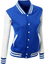 Load image into Gallery viewer, Women's Stylish Color Contrast Long Sleeves Varsity Jacket