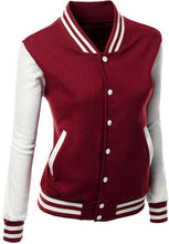 Load image into Gallery viewer, Women's Stylish Color Contrast Long Sleeves Varsity Jacket
