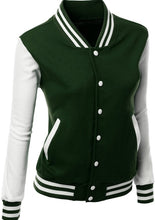 Load image into Gallery viewer, Women's Stylish Color Contrast Long Sleeves Varsity Jacket