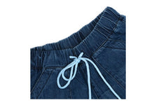 Load image into Gallery viewer, Women's Denim Distressed Drawstring Pocketed Jean Joggers