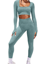 Load image into Gallery viewer, Women's Workout 2 Piece High Waist Legging and Sports Crop Top