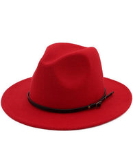 Load image into Gallery viewer, Women 's Classic Wide Brim Belt Buckle Fedora Hat
