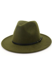 Load image into Gallery viewer, Women 's Classic Wide Brim Belt Buckle Fedora Hat