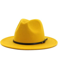 Load image into Gallery viewer, Women 's Classic Wide Brim Belt Buckle Fedora Hat