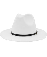 Load image into Gallery viewer, Women 's Classic Wide Brim Belt Buckle Fedora Hat
