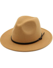 Load image into Gallery viewer, Women 's Classic Wide Brim Belt Buckle Fedora Hat
