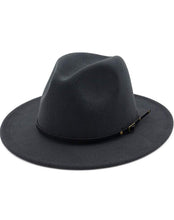 Load image into Gallery viewer, Women 's Classic Wide Brim Belt Buckle Fedora Hat