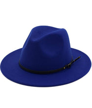 Load image into Gallery viewer, Women 's Classic Wide Brim Belt Buckle Fedora Hat