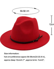 Load image into Gallery viewer, Women 's Classic Wide Brim Belt Buckle Fedora Hat