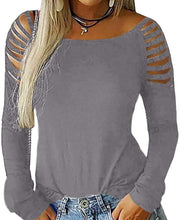 Load image into Gallery viewer, Women's Long Sleeve Cold Shoulder Top