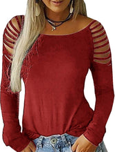 Load image into Gallery viewer, Women's Long Sleeve Cold Shoulder Top