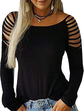 Load image into Gallery viewer, Women's Long Sleeve Cold Shoulder Top