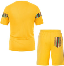 Load image into Gallery viewer, Men's Mesh African Dashiki T-Shirt and Shorts Set
