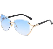 Load image into Gallery viewer, Women Rimless Round Lens Metal Frame Sunglasses