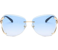 Load image into Gallery viewer, Women Rimless Round Lens Metal Frame Sunglasses