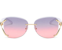 Load image into Gallery viewer, Women Rimless Round Lens Metal Frame Sunglasses