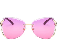 Load image into Gallery viewer, Women Rimless Round Lens Metal Frame Sunglasses