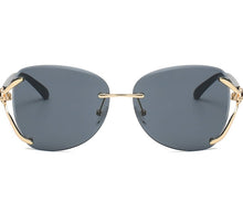 Load image into Gallery viewer, Women Rimless Round Lens Metal Frame Sunglasses