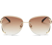 Load image into Gallery viewer, Women Rimless Round Lens Metal Frame Sunglasses