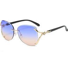 Load image into Gallery viewer, Women Rimless Round Lens Metal Frame Sunglasses