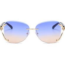 Load image into Gallery viewer, Women Rimless Round Lens Metal Frame Sunglasses