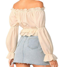Load image into Gallery viewer, Women's Sexy Off Shoulder Long Sleeve Ruffle Trim Blouse