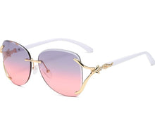 Load image into Gallery viewer, Women Rimless Round Lens Metal Frame Sunglasses