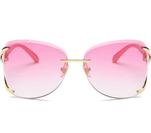 Load image into Gallery viewer, Women Rimless Round Lens Metal Frame Sunglasses