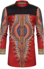 Load image into Gallery viewer, Men's African Dashiki Print Long Sleeve Button Down Shirt
