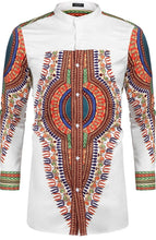 Load image into Gallery viewer, Men's African Dashiki Print Long Sleeve Button Down Shirt