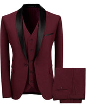Load image into Gallery viewer, Men's 3-Piece Shawl Lapel One Button Slim Fit Tuxedo