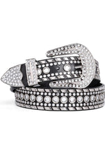 Load image into Gallery viewer, Women's Rhinestone Bling Studded Leather Belt