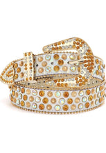 Load image into Gallery viewer, Women's Bling Studded Leather Belt