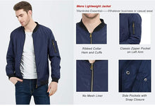 Load image into Gallery viewer, Men's lightweight Bomber Slim Fit Softshell Windbreaker