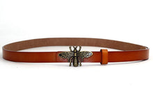 Load image into Gallery viewer, Women's Thin Vintage Copper Bee Buckle Leather Belt