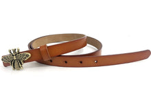 Load image into Gallery viewer, Women's Thin Vintage Copper Bee Buckle Leather Belt