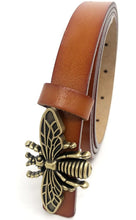 Load image into Gallery viewer, Women's Thin Vintage Copper Bee Buckle Leather Belt