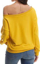 Load image into Gallery viewer, Women's Love Letter Printed Off Shoulder Pullover Slouchy Sweatshirt