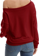 Load image into Gallery viewer, Women's Love Letter Printed Off Shoulder Pullover Slouchy Sweatshirt