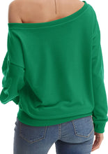 Load image into Gallery viewer, Women's Love Letter Printed Off Shoulder Pullover Slouchy Sweatshirt