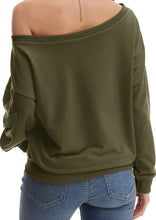 Load image into Gallery viewer, Women's Love Letter Printed Off Shoulder Pullover Slouchy Sweatshirt