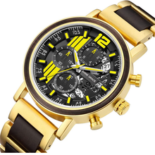 Load image into Gallery viewer, Noble Men's  Wood & Stainless Steel Casual Wristwatches