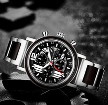 Load image into Gallery viewer, Noble Men's  Wood & Stainless Steel Casual Wristwatches