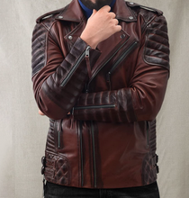 Load image into Gallery viewer, Noble Men Sheep Leather Biker Jacket