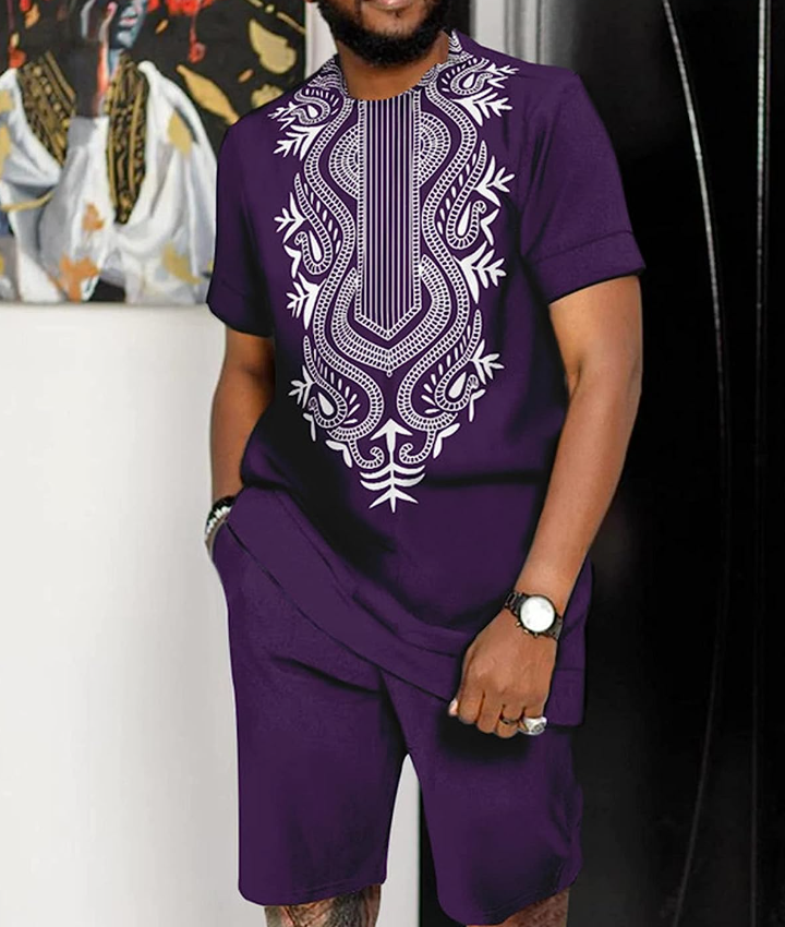 Men's 2 Piece Dashiki Short Set